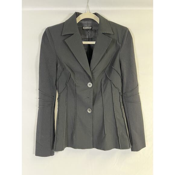 Vintage Y2K Wimsigoth Black Fitted Blazer Bebe Women's 4 Single Breasted - Picture 1 of 14